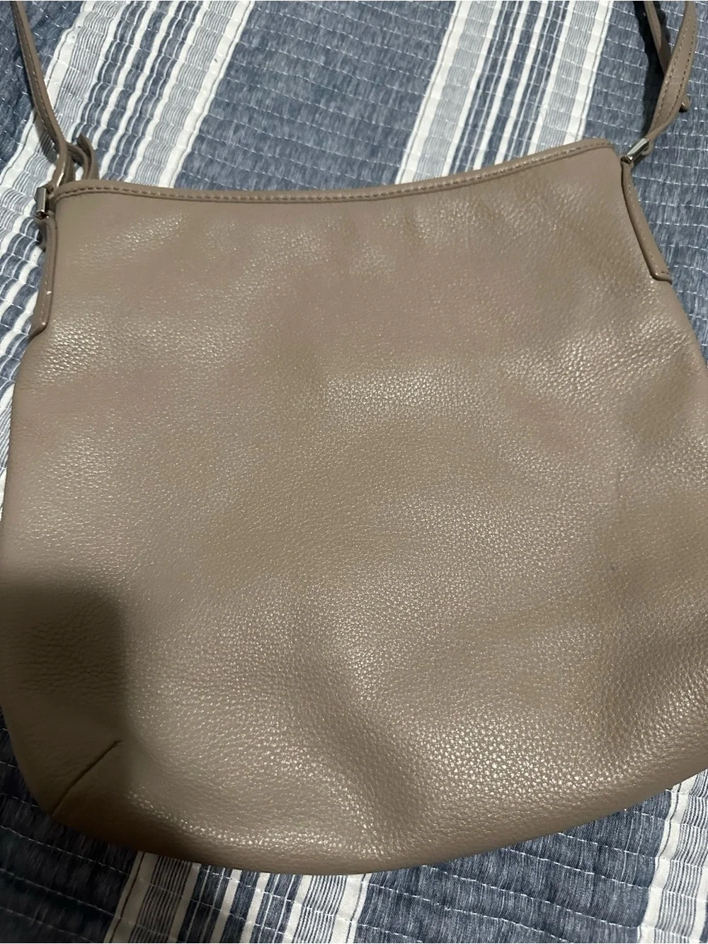 Taupe Leather Crossbody Bag - Unbranded